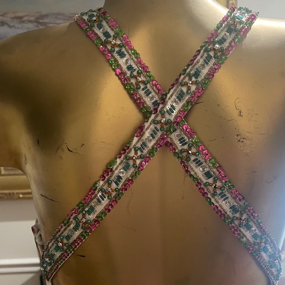 Dave & Johnny White Halter Maxi Dress with Multicolor Paisley Accents - Picture 3 of 5